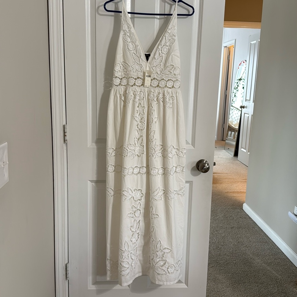 NWT Anthropologie Vineet Bahl V-Neck Floral Cutwork Midi Dress Medium